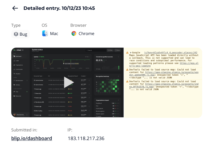 Stomio - Detailed entry