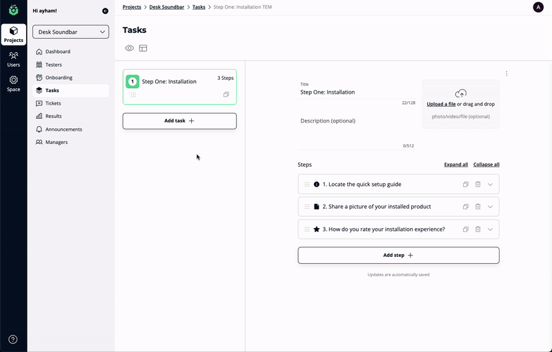 Stomio Library of tasks templates